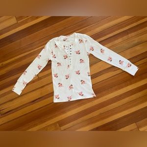 Aerie Heart-Eyes Waffle Henley Long Sleeve Size Small